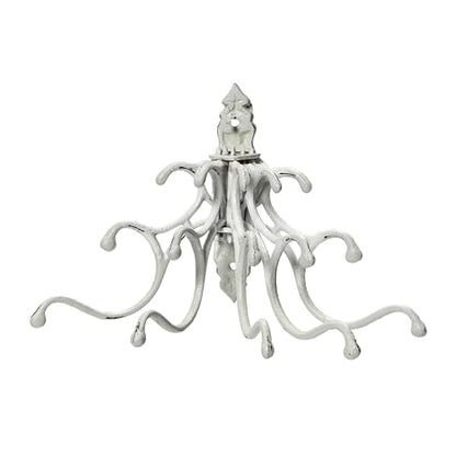 Creative Co-Op Antique Decorative Cast Iron Multi Hook Wall Hanger with 15 Hooks, Distressed White - color: White