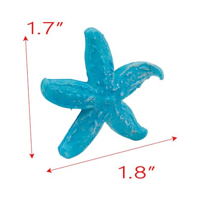 1.7"x1.8" Polyresin Artificial Mini Starfish Decoration for Fish Tank Aquarium Landscape Decoration-2 pcs（Blue
