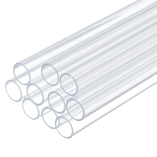uxcell 10 Pcs Clear Plastic Rigid Tubing 10mm ID x 12mm OD, 0.5 Meters Length Round Polycarbonate Tubing for Aquarium Water Pipe, Water Cooling System, Plumbing - size: 10mm x 12mm
