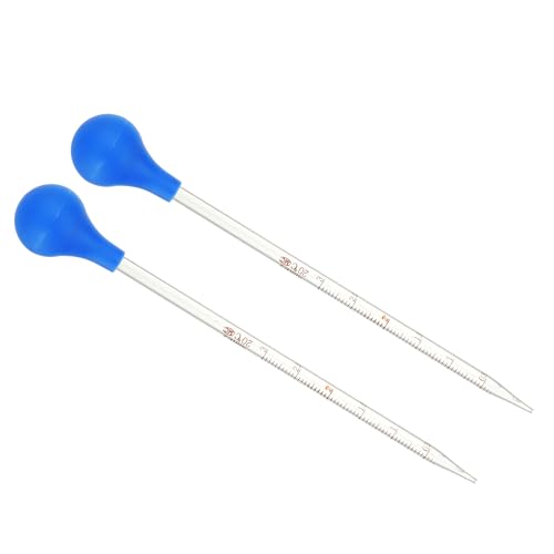 PATIKIL Graduated Dropper Pipettes Kit, 2pcs 3ml Borosilicate Glass Pipette with Rubber Cap for Transfer Liquid for Lab, Chemistry, Clear - size: 3ml