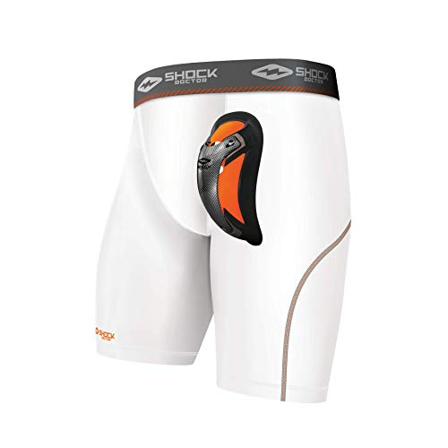 Shock Doctor Ultra Pro Compression Shorts with Ultra Cup Protector, Moisture-Wicking, Multi-Layer Protection Adult - color: White, size: Large