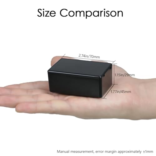 Project Box 10 Pieces ABS Plastic Electrical Project Case Small Junction Box for Electronics Black 2.74 x 1.77 x 1.15 inch (70 x 45 x 29 mm) - size: 2.74" x 1.77" x 1.15"(10pc)
