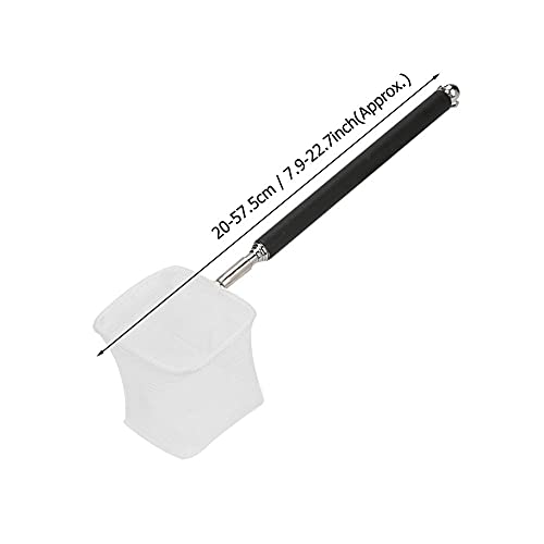 Fdit Adjustable Mini Fishing Net Pole for Aquarium, 20-57.5cm Expandable, Stainless Steel, Black, for Shrimp and Small Fish