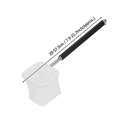 Fdit Adjustable Mini Fishing Net Pole for Aquarium, 20-57.5cm Expandable, Stainless Steel, Black, for Shrimp and Small Fish