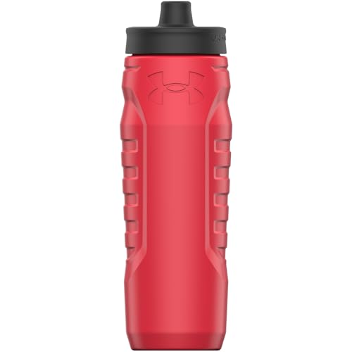 Under Armour Squeeze Water Bottles, 32 oz Water Bottles, Sideline Sports Water Bottle with Quick-Shot Lid, Quick & Easy Hydration, Gym Water Bottles, Squeeze Bottle, 1 32oz Bottle - color: Red