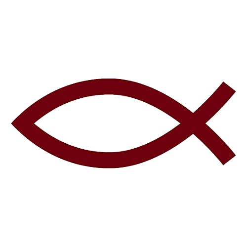 Jesus Fish Christian 2 (Burgundy) (Set Of 2) Premium Waterproof Vinyl Decal Stickers For Laptop Phone Accessory Helmet Car Window Bumper Mug Tuber Cup Door Wall Decoration - color: Burgundy, size: 3.8 inches x 1.5 inches