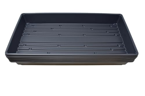 Living Whole Foods 10 Pack of Durable Black Plastic Growing Trays (Without Drain Holes) 21" X 11" X 2" - Flowers, Seedlings, Plants, Wheatgrass, Microgreens & More - size: 10 pack