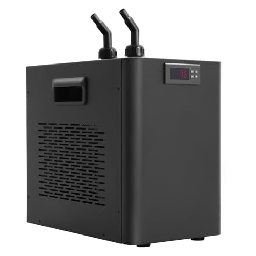 1/10 HP Water Chiller Machine, 42 Gallon Capacity, Hydroponic Cooling System, Efficient Cooling System, Quiet Titanium Fish Tank Water Chiller 50dB for Saltwater Freshwater Axolotl Coral