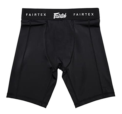 Fairtex Compression Shorts with Athletic Groin Cup (Black, Medium)