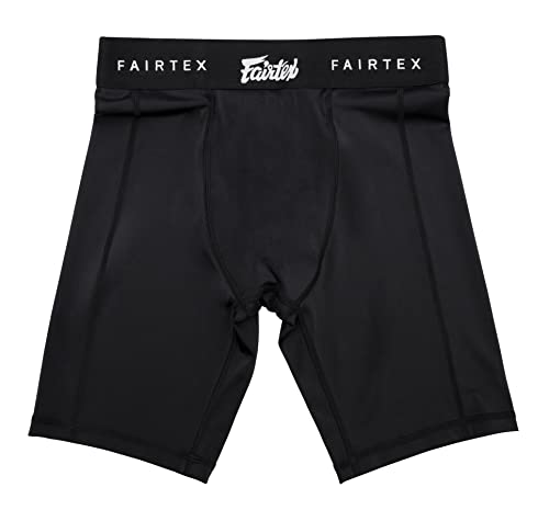 Fairtex Compression Shorts with Athletic Groin Cup (Black, Medium)