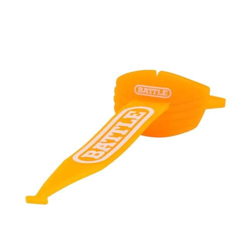 Battle Speed XL Football Mouthguard, Neon Orange | No boiling required, Ready to wear out of the box, Extra-wide connected tether strap, Braces compatible, Features a thick - color: Neon Orange