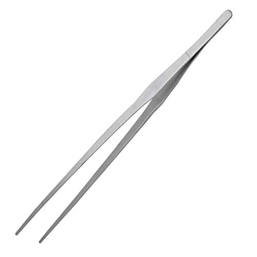Bonsicoky 15 Inch Stainless Steel Tweezers, Non-Slip Long Straight Tweezers Tongs Tool with Precision Serrated Tips for Aquarium, Garden, Kitchen - size: 15 Inch (1PCS)