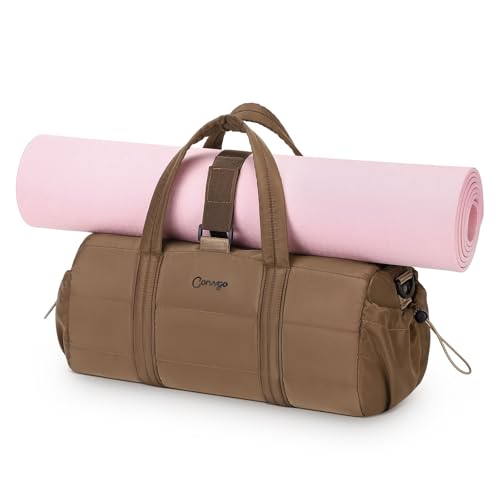 Small Gym Bag for Women Sports Duffel Bag w/Yoga Mat Holder Brown | 20L Lightweight Yoga Mat Bag w/Wet Pocket Cute Carry On Sports Bag Water Resistant for Dance Pilates Ballet Swimming - color: Brown, size: 20l Medium