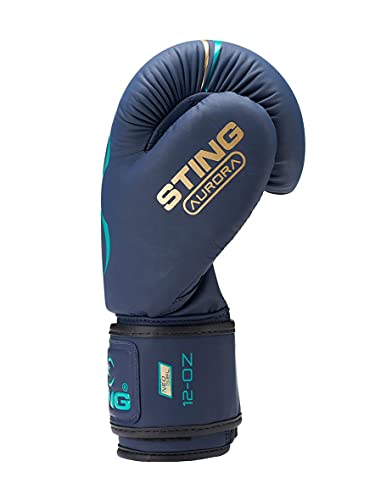 STING Aurora Women's Boxing Gloves - color: Navy/Gold, size: 12 Oz