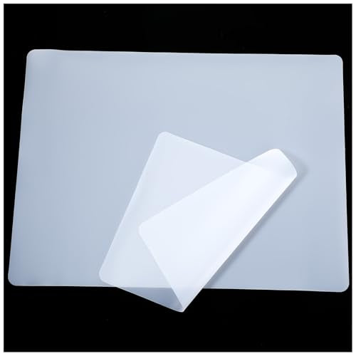 2pcs Clear Silicone Mat,24 X 20 cm/9.45 X 7.87 in Silicone Mats for Crafts,Silicone Mats for Kitchen Counter,Heat Resistant, Non-Slip, Waterproof, Washable Silicone Sheet