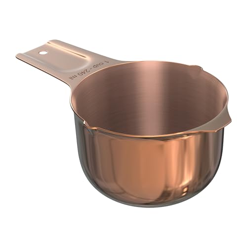 Color Up 1 Cup Measuring Cup (240 ml) – Premium Copper Stainless Steel, Accurate for Wet & Dry Ingredients, Embossed Markings, Easy-Pour Spouts, Dishwasher-Safe, Kitchen Essential - size: 1 Cup (240 ml) Copper