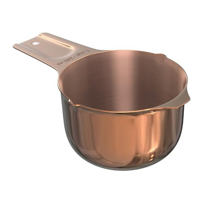 Color Up 1 Cup Measuring Cup (240 ml) – Premium Copper Stainless Steel, Accurate for Wet & Dry Ingredients, Embossed Markings, Easy-Pour Spouts, Dishwasher-Safe, Kitchen Essential - size: 1 Cup (240 ml) Copper