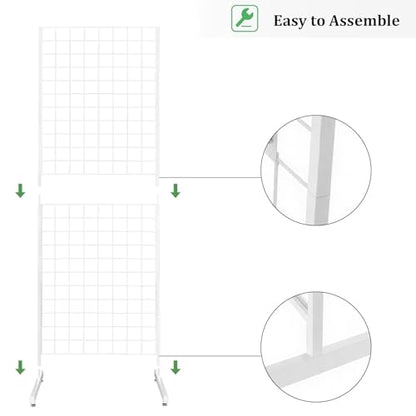 6' x 2' Grid Panel Tower with L Base and Footbeds, White Finish
