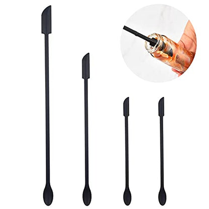 4 Pieces Mini Silicone Spatula Set, Small Rubber Spatula for Makeup, Thin Jar Scraper for Kitchen(4, BLACK) - color: Black