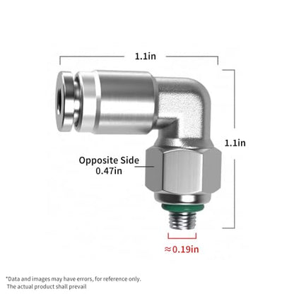 PNEUMATIC 304 Stainless Steel Male Elbow 5/32 Inch Tube OD x M5 Thread 90 Push to Connect Tube Fitting (Pack of 2) - size: 5/32"OD x M5
