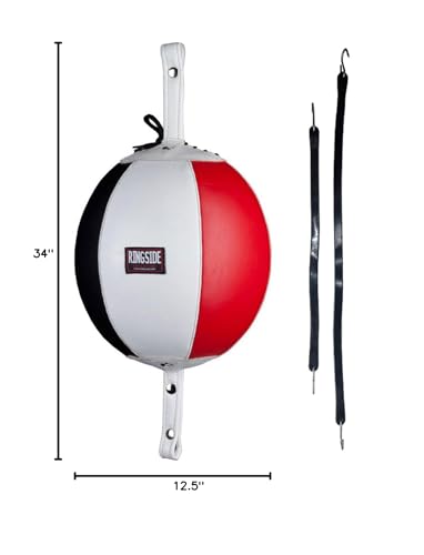Ringside Leather Boxing Double End Bag - Speed & Reflex Punching Target with Bungee Cables for MMA, Muay Thai, and Striking Accuracy - size: 5"