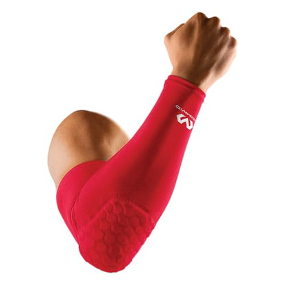 McDavid HEX Shooter Arm Sleeve Single Padded Compression Sleeve Basketball Football Sports Protection - color: Scarlet, size: Small