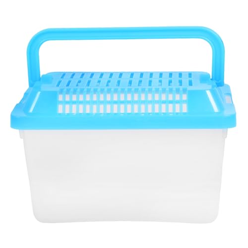 Toddmomy Handheld Transparent Aquarium Portable Plastic Aquarium with Lid for Turtles, Hamsters, and Small Pets (Random Color Lid) - size: 13x9cm