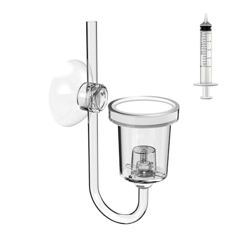 FZONE Acrylic Aquarium CO₂ Diffuser with Built-in Check Valve & Bubble Counter, Syringe & Suction Cup – Fine Bubble CO₂ Delivery for Planted Tanks (M-25mm) - size: M-25mm