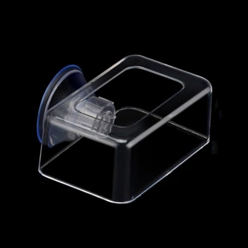 Suction Cup Feeder with Suction Cup Fish Shrimp Feeder Rectangle/Round Floating Fish Food Tray Acrylic Aquarium Fish Feeder(one Size-Rectangle) - color: rectangle, style: one size