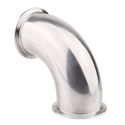 DERNORD Sanitary Ferrule Elbow 90 Degree Pipe Fitting with 2 Piece Silicone Gasket SS304 Tri Clamp (3" Tube OD) - size: 3" Tube OD, style: Pack of 1