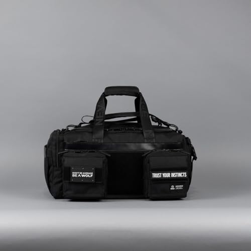 WOLFpak 30L Perfect Duffle Bag - Sports Tactical Gym Bag (Alpha Black) | Laptop Pouch, MOLLE Compatible, Padded Straps, 1000D Waterproof Fabric, Dual Cup Holders, Military Grade - color: Alpha Black