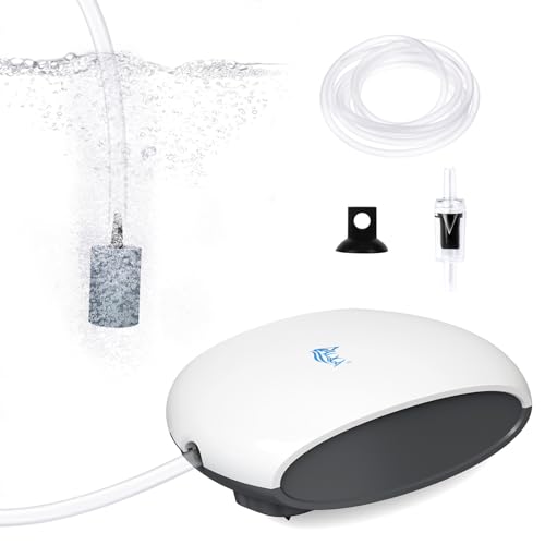 AQQA Aquarium Air Pump Quiet Fish Tank Aerator Pump Fish Oxygen Pump with Air Tubes Air Stones & Check Valve (3W for Up to 60 Gal) - size: 3W