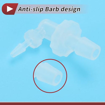 5 Pcs Aquarium Plastic Hose Barb Fitting 1/16" to 3/16" Hose Barb 90 Degree Elbow L Fitting Clear PP - size: 1/16"-3/16"