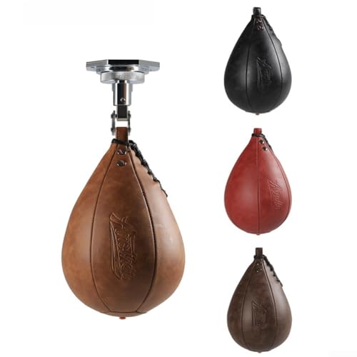 Boxing Speed Ball for Boxing Training, Hanging Punching Pear Bag, Reflex Reaction Exercise Equipment, MMA Striking Practice Tool, Home Gym Cardio Workout Gear, Microfiber Leather Speed - size: Dark Curry