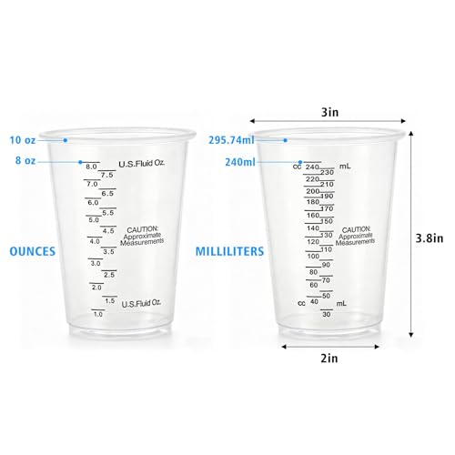 60 Pcs 8oz Epoxy Resin Mixing Cups, Disposable Clear Plastic Measuring Cups with 60 Pcs Wooden Stirring Sticks for Mixing Paint, Pigments, Resins