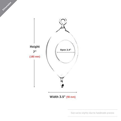 WGV Hanging Terrarium, Width 3.5", Height 7", Oblong, Double Hook, DIY Air Succulent Planter, Clear Glass Vase Orb, Candle Holder for Windowsill Outdoor Garden Decor, 6 Pieces Bulk - size: 7" Oblong Double Hook