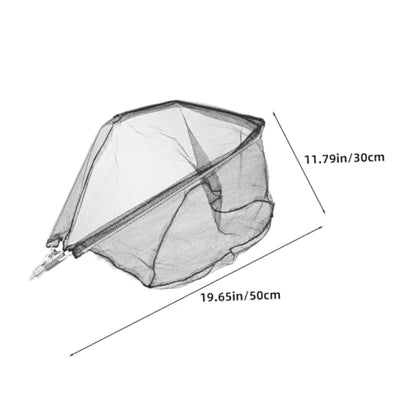 2pcs Foldable Collapsible Fishing Landing Net Heads Stainless Steel Solid Triangular Mesh Replacement for Kayak Freshwater Fish Catching Net Diameter 50cm Depth 30cm Without Handle