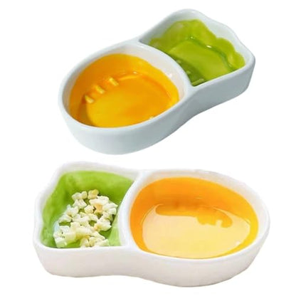 2 Pack Hermit Crab Food Dish Ceramic Hermit Crab Water Bowl Reptile Water Bowl Aquarium Accessory for Bearded Dragon Lizard Frog Gecko Tortoise Snail Frog