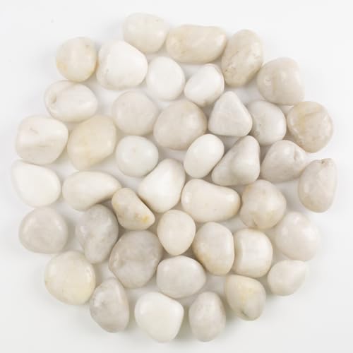 20lbs River Rocks - 1-2Inch Decorative Rocks for Potted Plants, River Rocks for Aquariums, and White Rocks for Landscaping (Weight : 20 LB, White)
