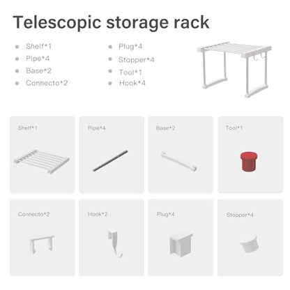 BLULEE Expandable Under Sink Organizer - 3D Adjustable Stackable Storage Shelves,Modular Cabinet Rack Around Pipes for Kitchen Bathroom