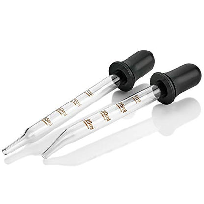 MEDca Eye Dropper - (Pack of 200 Bulk) Bent & Straight Tip Calibrated Glass Medicine Droppers for Medications or Essential Oils Dropper for Accurate Easy Dose and Measurement (1 mL Capacity)
