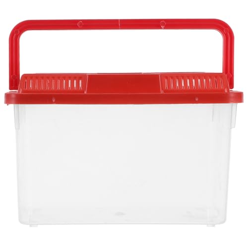 Portable Turtle Habitat and Fish Carrier Tank, Plastic Aquarium Box with Handle, Medium Size Fish Breeding Tank for Reptiles, Hamsters, and Small Pets