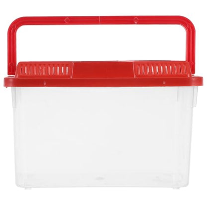 Portable Turtle Habitat and Fish Carrier Tank, Plastic Aquarium Box with Handle, Medium Size Fish Breeding Tank for Reptiles, Hamsters, and Small Pets