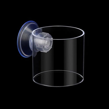 Aquarium Suction Cup Feeder with Suction Cup Fish Shrimp Feeder Rectangle/Round Floating Fish Food Tray Acrylic Aquarium Fish Feeder(S-Round) - color: round, style: S