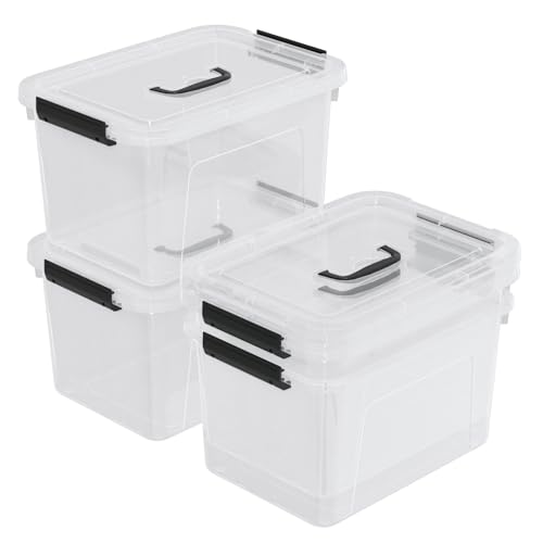 4-Pack Plastic Storage Bins Boxes Containers with Lids, 18 L Clear Latching Box with Handle - size: 18 L