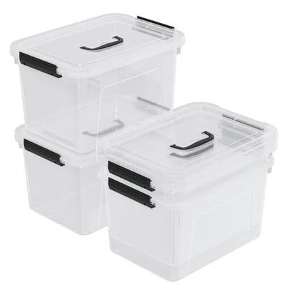 4-Pack Plastic Storage Bins Boxes Containers with Lids, 18 L Clear Latching Box with Handle - size: 18 L