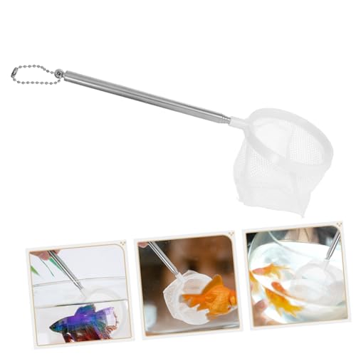 Kisangel Detachable Stainless Steel Fish Tank Net with Extendable Handle Fine Mesh for Gentle Catching and Versatile Utility for Aquariums and Fishing Activities
