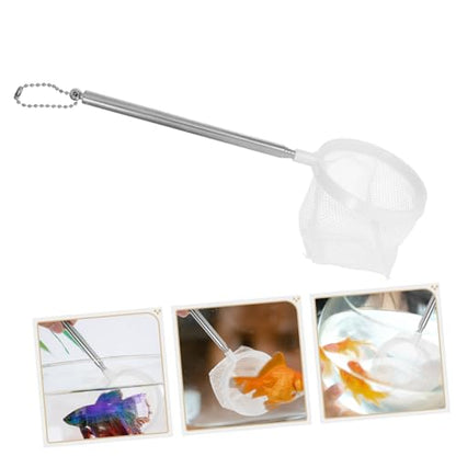 Kisangel Detachable Stainless Steel Fish Tank Net with Extendable Handle Fine Mesh for Gentle Catching and Versatile Utility for Aquariums and Fishing Activities