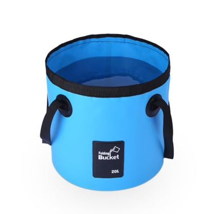 Collapsible Bucket Water Container with Handle - 5 Gallon 20L Multifunctional Portable Wash Basin - Foldable Water Bucket for Camping Fishing Hiking Gardening Car Washing&Outdoor Use(SkyBlue)