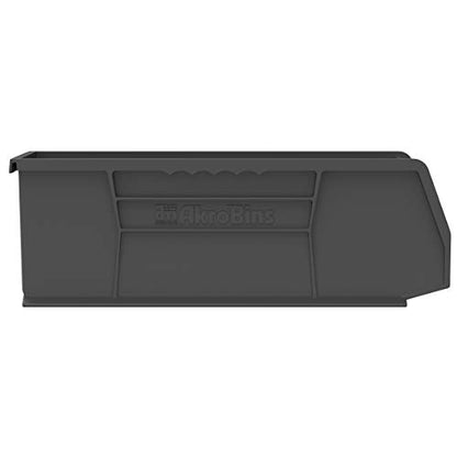 Akro-Mils 30234 AkroBins Plastic Storage Bins, Space-Saving Stackable Bins for Garage, Pantry, Craft Organization, 15" x 5" x 5", Black, 12-Pack - color: Black
